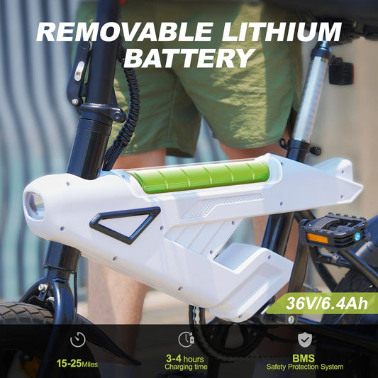 YOBACARID 14" Foldable Electric Bike, 250W Motor, 36V 6Ah Battery, 25–35 km Range
