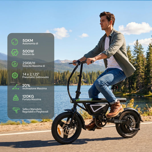 Finbike 14" Foldable Electric Bike, 432Wh Battery, 250W Motor, 30–50 km Range