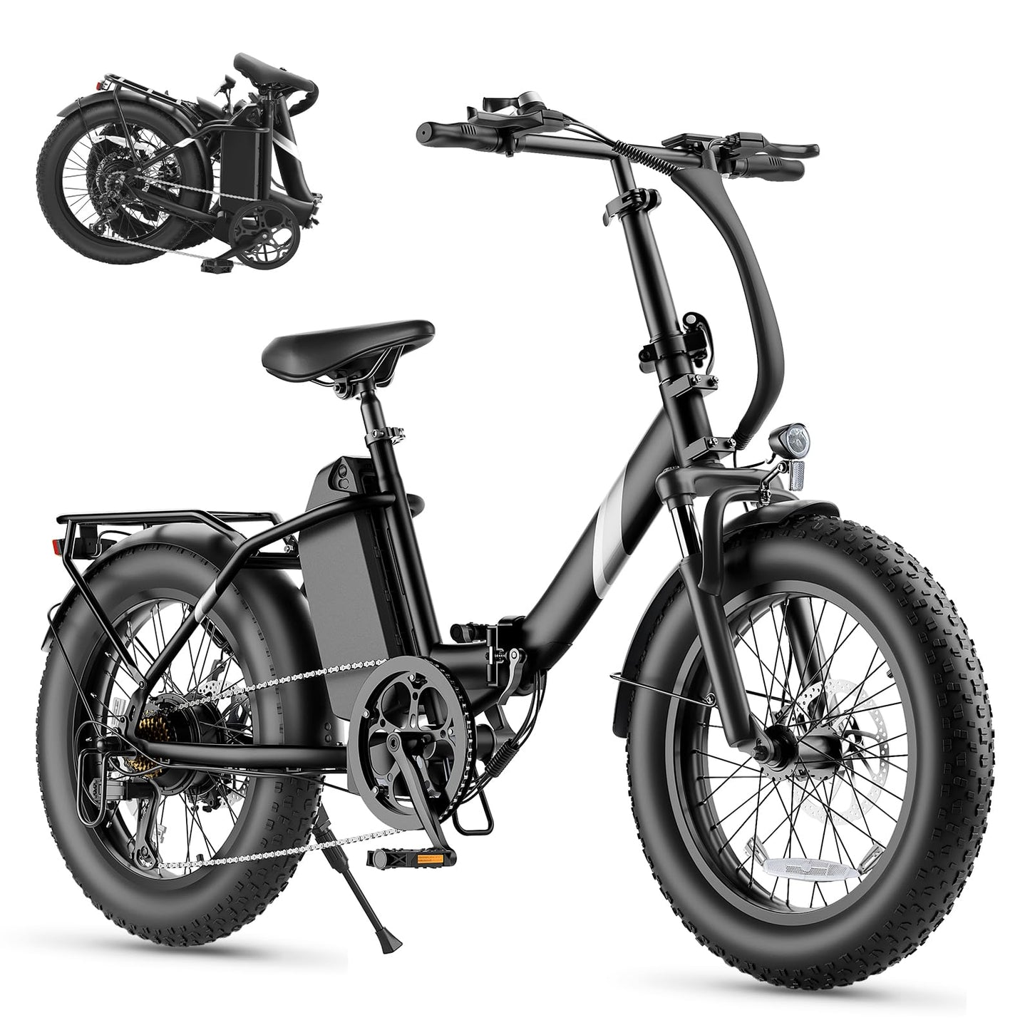 Touroll S3 20" Fat Tire Foldable Electric Bike, 65 km Range, 40 Nm Motor, Front Suspension