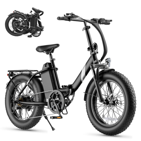 Touroll S3 20" Fat Tire Foldable Electric Bike, 65 km Range, 40 Nm Motor, Front Suspension