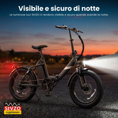 Touroll S3 20" Fat Tire Foldable Electric Bike, 65 km Range, 40 Nm Motor, Front Suspension