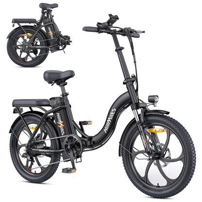 MilePort 1 Foldable Electric Bike, 250W Motor, 36V 13Ah Battery, 20" Fat Tires, 100 km Range