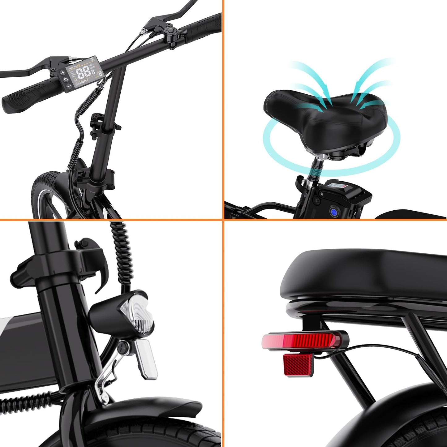 EVERCROSS EK5 Foldable Electric Bike, 16" Fat Tires, 250W Motor, 35–60 km Range