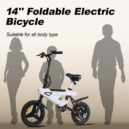 YOBACARID 14" Foldable Electric Bike, 250W Motor, 36V 6Ah Battery, 25–35 km Range