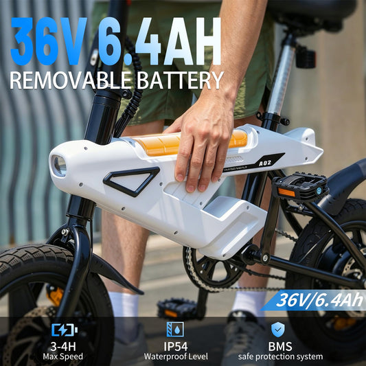 Tigoten AVDL Foldable Electric Bike, 36V 6.4Ah Battery, 14" Tires, Full Suspension