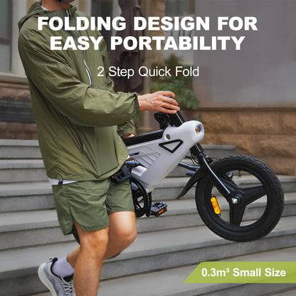 YOBACARID 14" Foldable Electric Bike, 250W Motor, 36V 6Ah Battery, 25–35 km Range