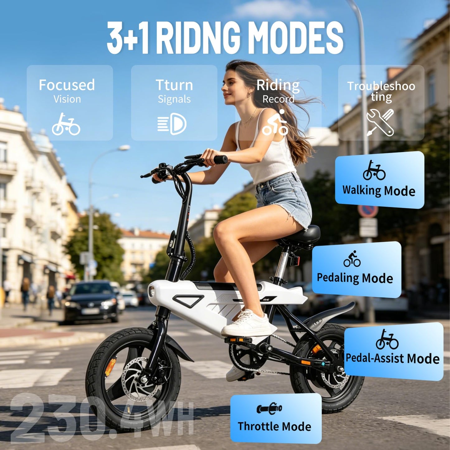 Tigoten AVDL Foldable Electric Bike, 36V 6.4Ah Battery, 14" Tires, Full Suspension