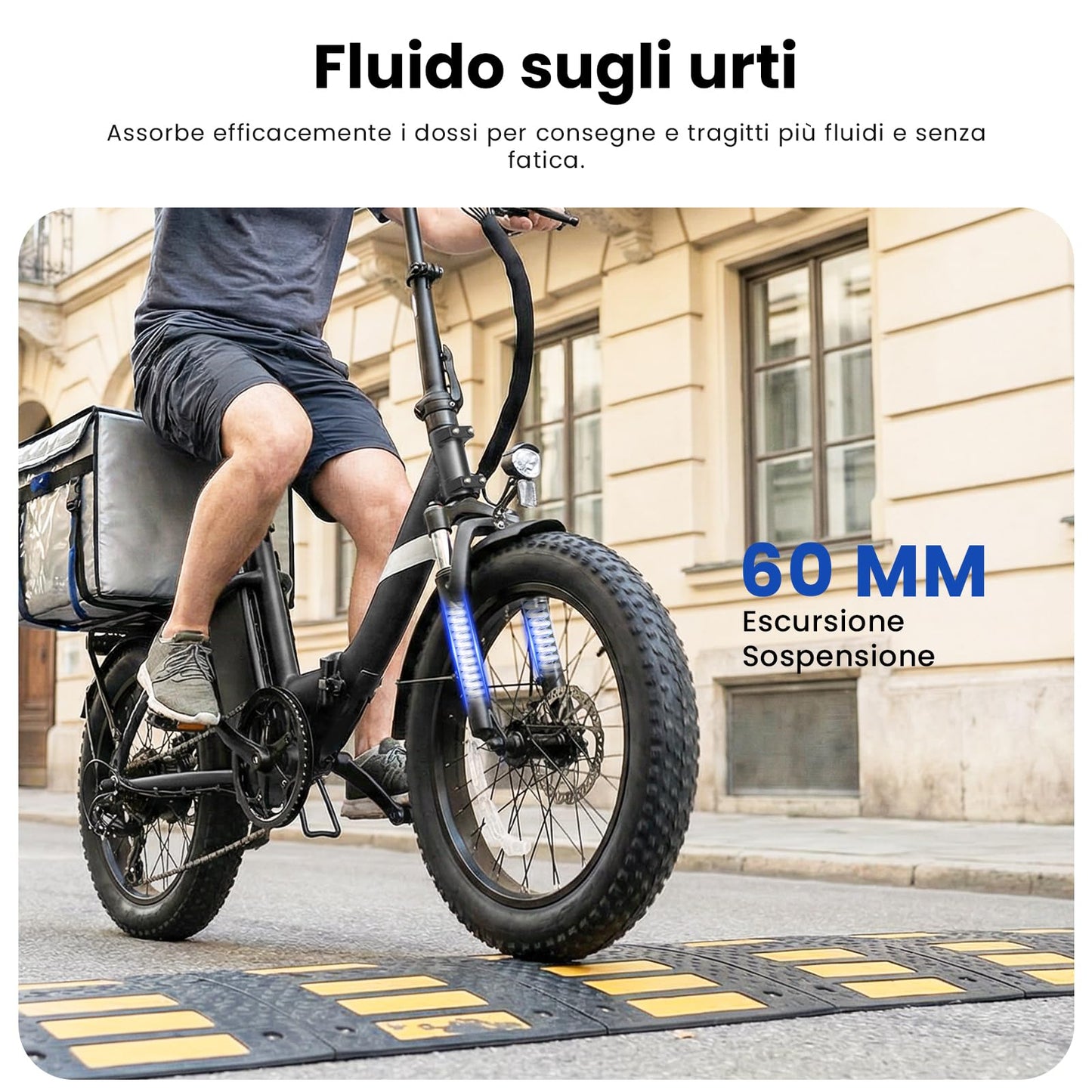 Touroll S3 20" Fat Tire Foldable Electric Bike, 65 km Range, 40 Nm Motor, Front Suspension