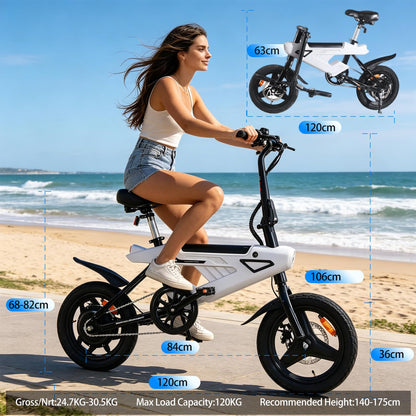 Tigoten AVDL Foldable Electric Bike, 36V 6.4Ah Battery, 14" Tires, Full Suspension