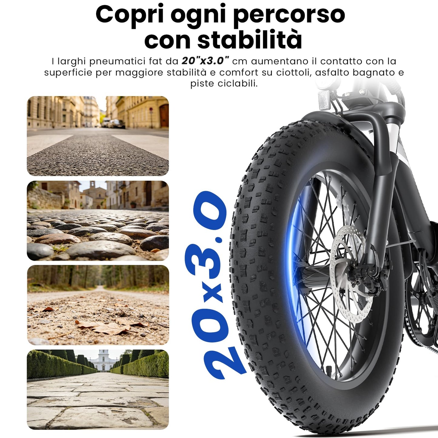 Touroll S3 20" Fat Tire Foldable Electric Bike, 65 km Range, 40 Nm Motor, Front Suspension