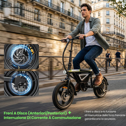 Finbike 14" Foldable Electric Bike, 432Wh Battery, 250W Motor, 30–50 km Range