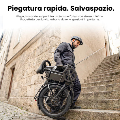 Touroll S3 20" Fat Tire Foldable Electric Bike, 65 km Range, 40 Nm Motor, Front Suspension