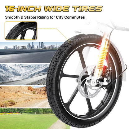 EVERCROSS EK5 Foldable Electric Bike, 16" Fat Tires, 250W Motor, 35–60 km Range