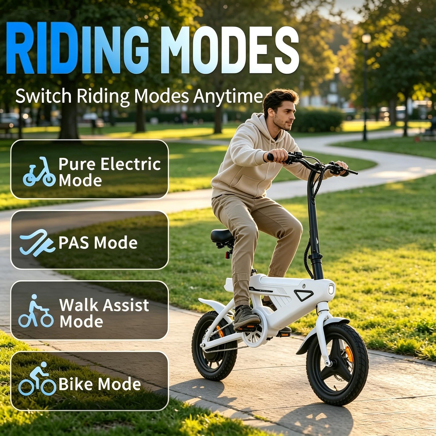 Tigoten AVDL Foldable Electric Bike, 36V 6.4Ah Battery, 14" Tires, Full Suspension