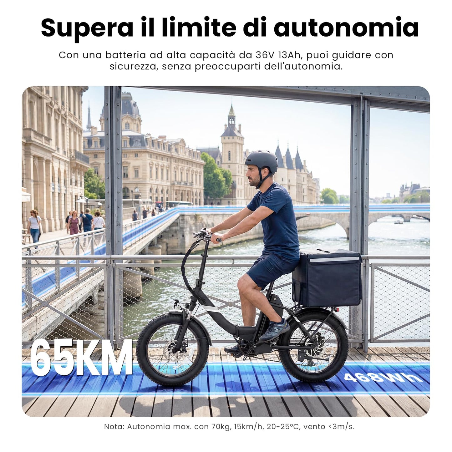 Touroll S3 20" Fat Tire Foldable Electric Bike, 65 km Range, 40 Nm Motor, Front Suspension