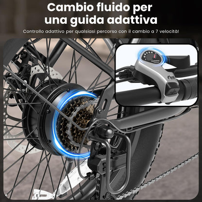 Touroll S3 20" Fat Tire Foldable Electric Bike, 65 km Range, 40 Nm Motor, Front Suspension