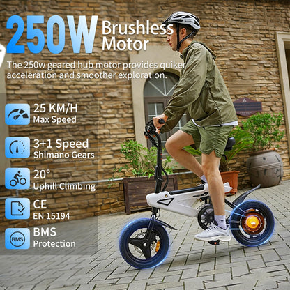 Tigoten AVDL Foldable Electric Bike, 36V 6.4Ah Battery, 14" Tires, Full Suspension